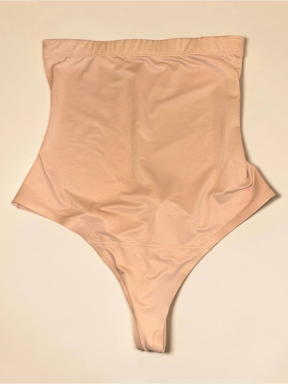 Red Hot Spanx High-Waist Shaping Thong - Nude - size small.